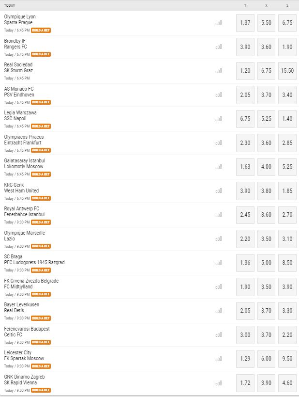 Bwin Europa League matchday 4 november 2021