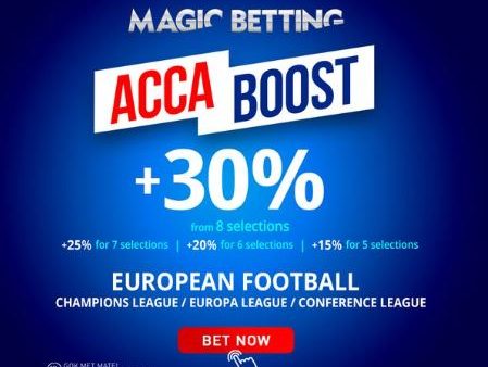 30% de boost sur le football européen (CL/EL/ECL)