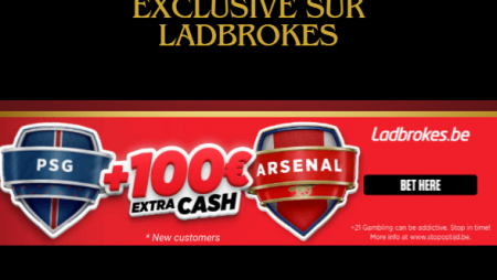 Offre de bienvenue exclusive PSG vs Arsenal sur Ladbrokes